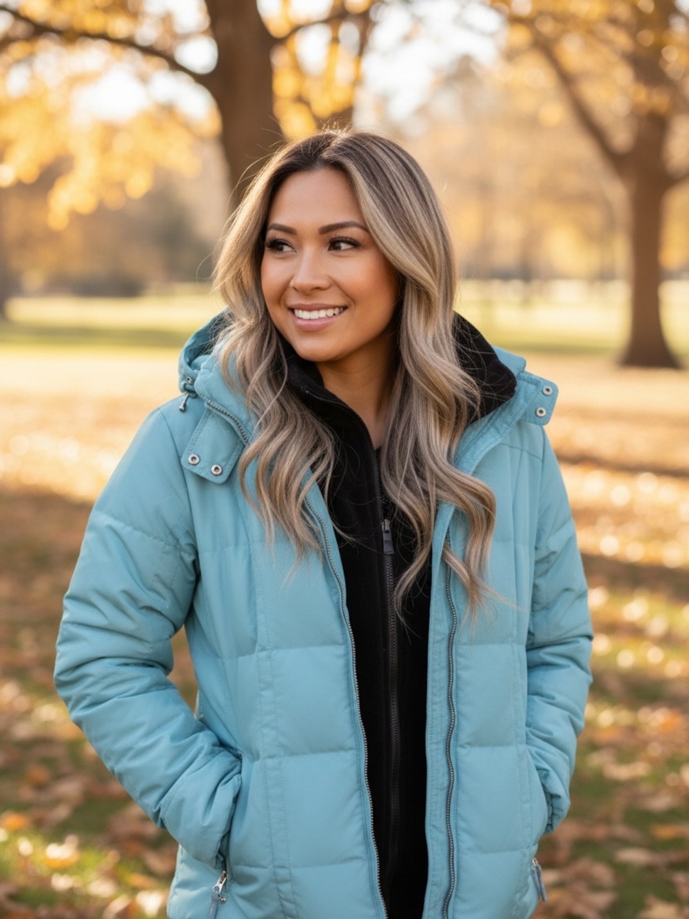 Eddie Bauer Aqua Quilted Women's Hooded Puffer Jacket